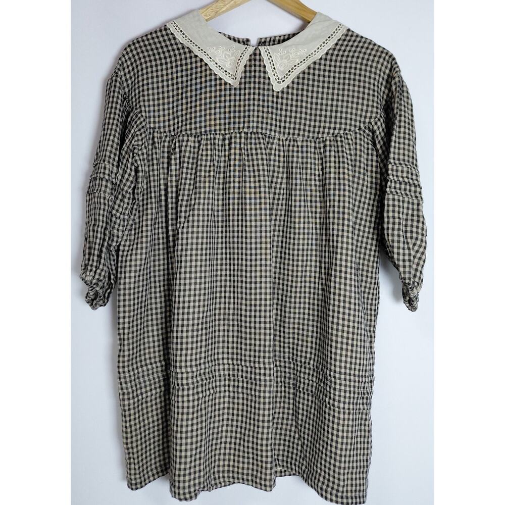 NWT C'era una volta Josephine Dress Dark Check Girls Knee Length Size 10Y